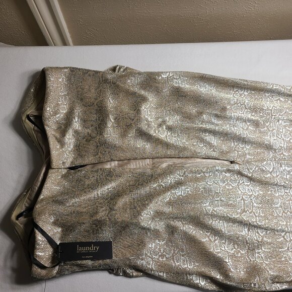 NWT Neiman Marcus Shelli Segal Long Evening Gown Dress Gold Nude Size 12 Tall - Picture 11 of 14